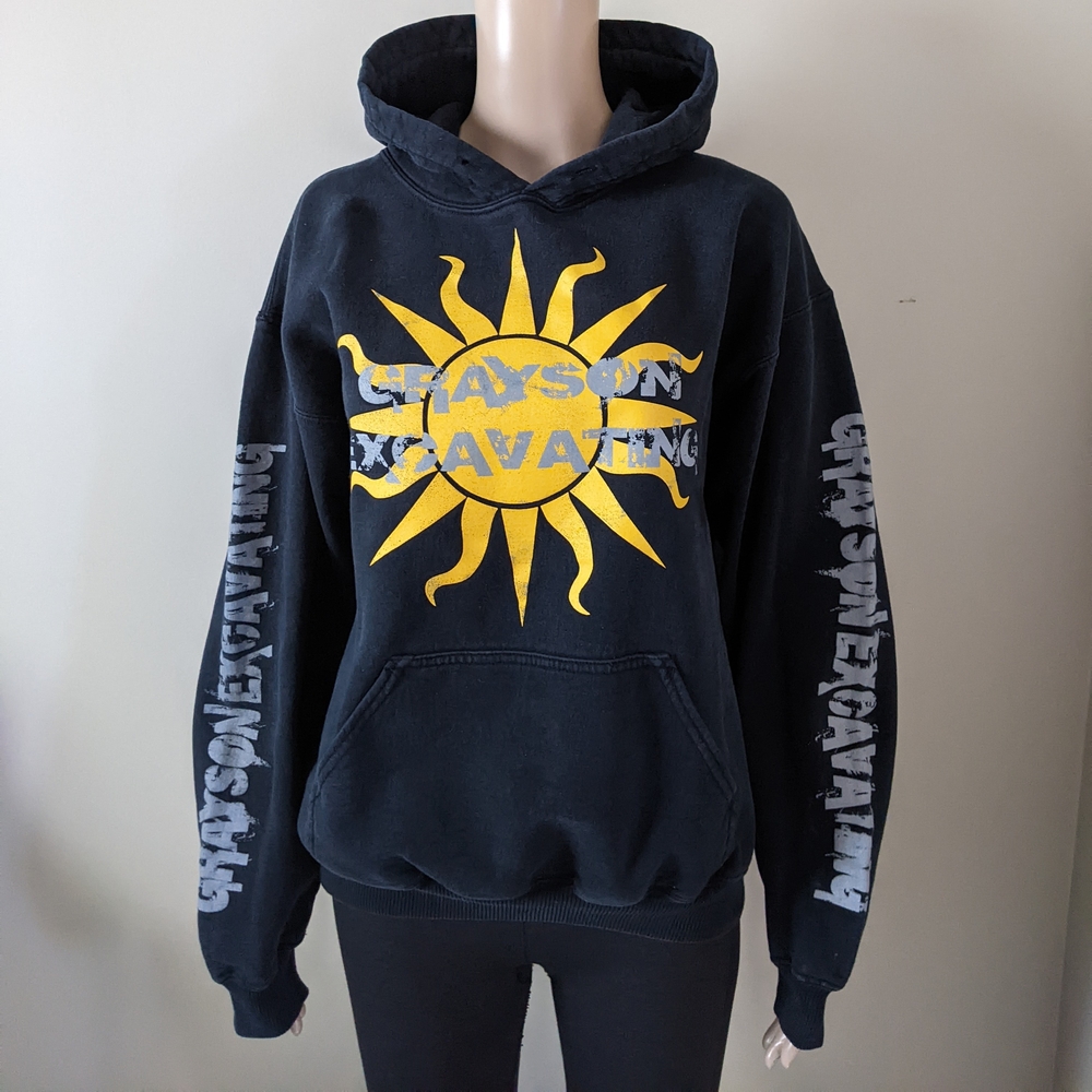 Yellow Sun Graphic black hoodie, men’s medium